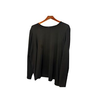 Susan Graver Size 2X  Women’s Liquid Knit Black Pullover Long Sleeve Shirt